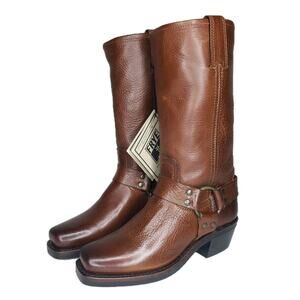FRYE 12R Harness Leather Moto Boots New Made in USA 77308 Womens Size 6 Cognac